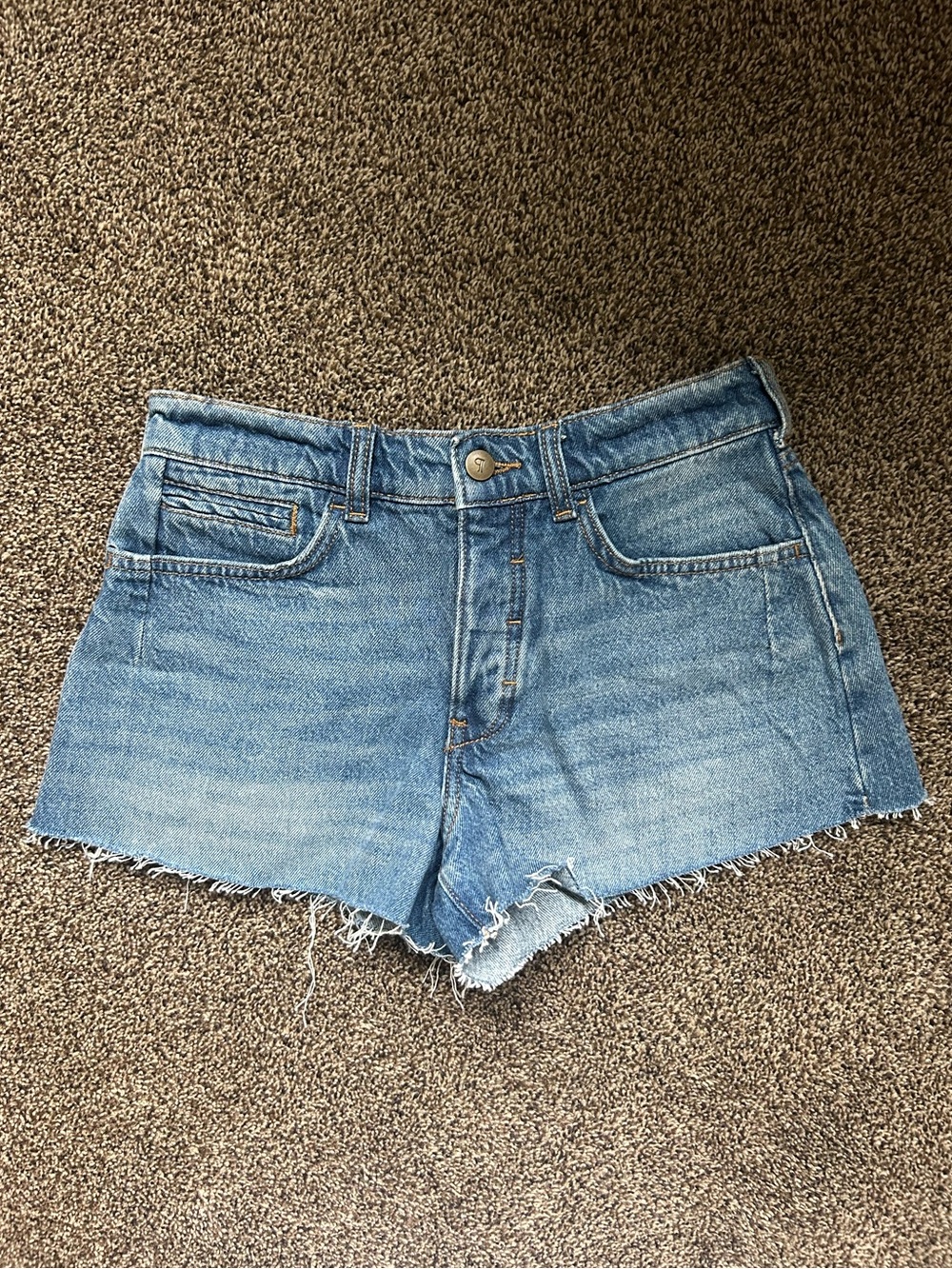 PILCRO by Anthropologie High Rise 100% Cotton Denim Fray Shorts Size 25